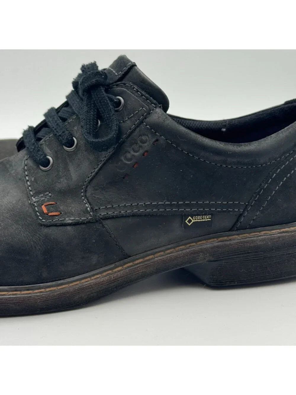 ECCO Mens EU 46 Turn GTX Waterproof Black Leather Oxford Shoes Low Top GoreTex - Picture 2 of 9